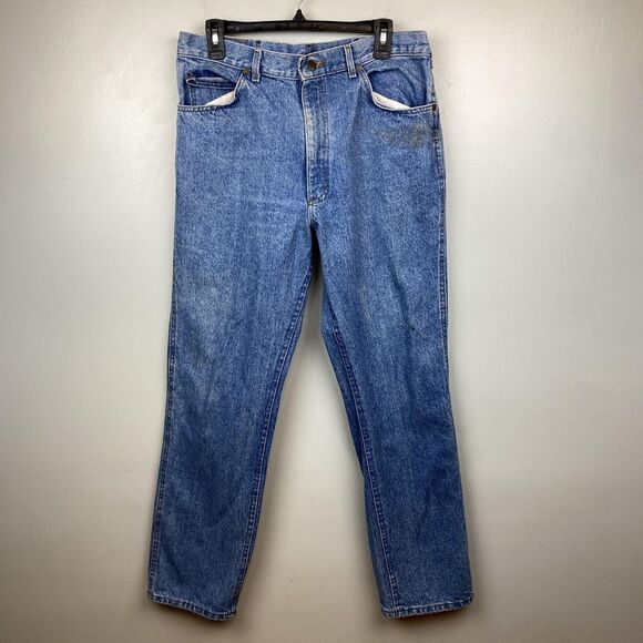 Vintage Lee Riders Jeans Mens 36x32 Straight Fit Made USA Distressed 90s Denim - Picture 1 of 15
